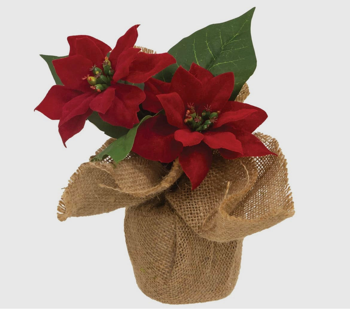 Christmas Poinsettia Burlap Base