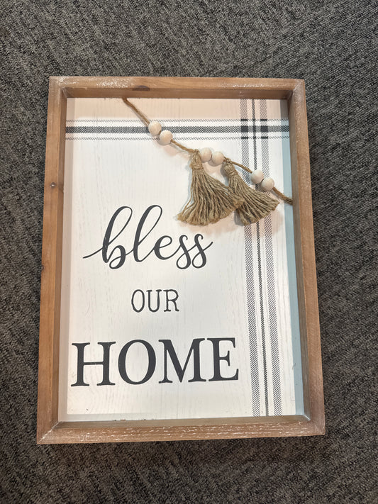 Bless our Home Sign w/Beads