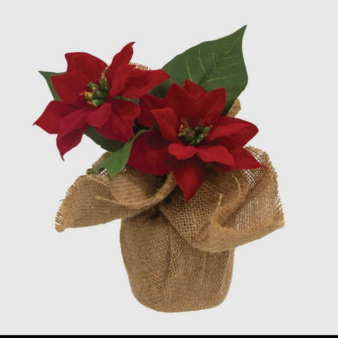 Christmas Poinsettia Burlap Base