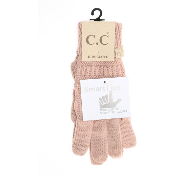 KIDS Solid Cable Knit CC Gloves G20KIDS: Black