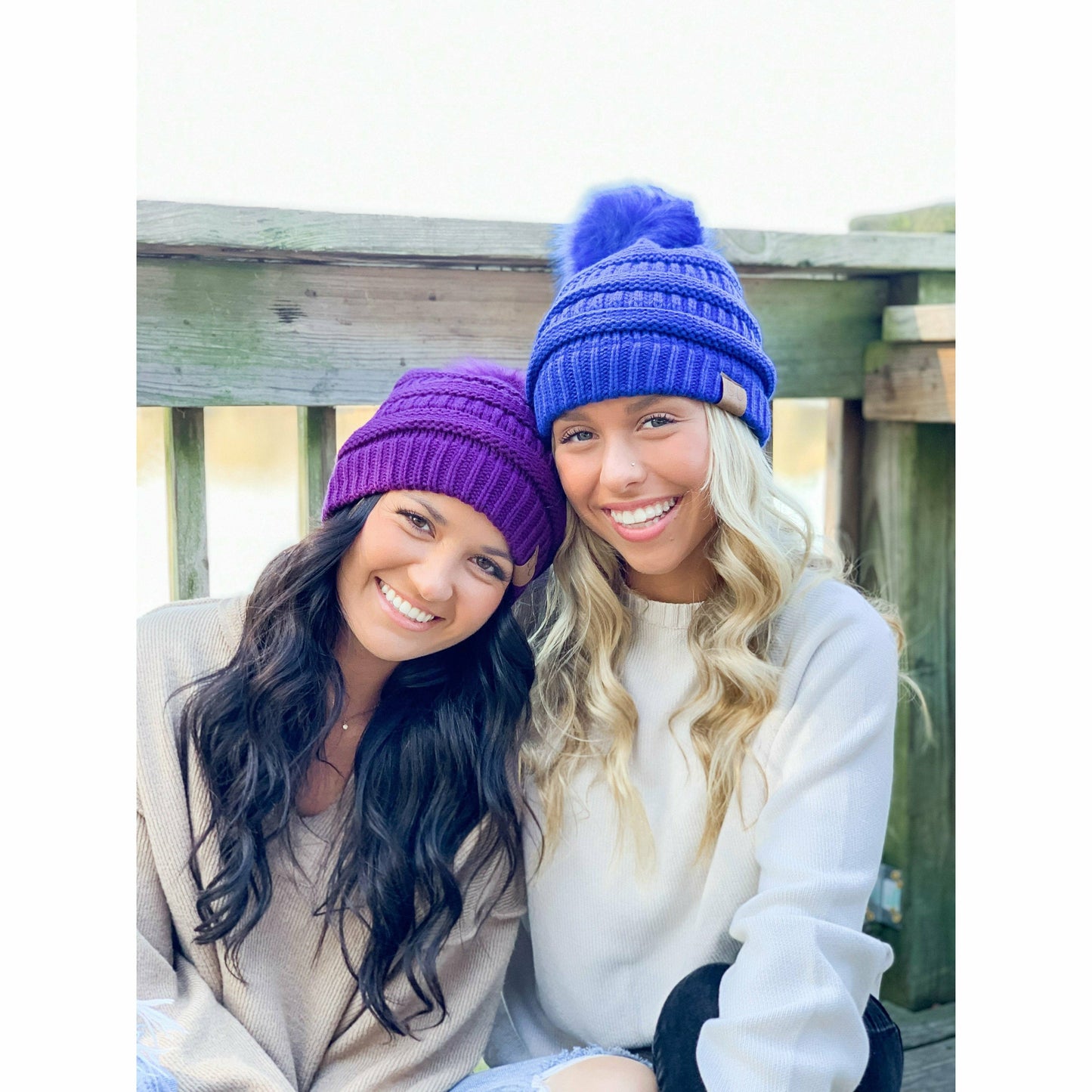 Classic Matching Fur Pom CC Beanie: Rose/Ivory