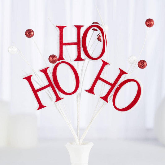 12"  Glitter Ho Ho Ho Christmas Spray