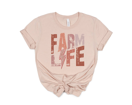 Colorful Farm Life Peach Tee