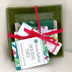 Holiday Tree Soap & Lip Balm Dish Kit - Gift Set Christmas