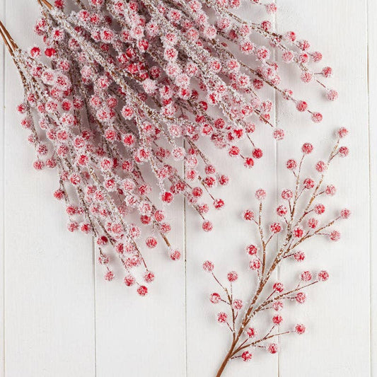 18" Snowy Red Artificial Berry Spray