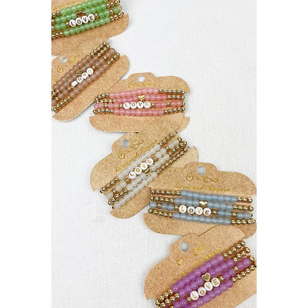 LOVE Beads Layered Soft Tone Bracelets: MIX COLOR / ONE