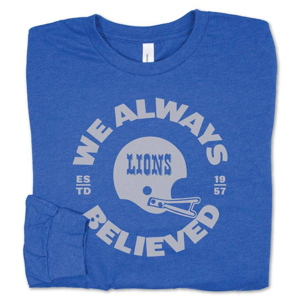 Believe long sleeve tee: Royal Blue Heather