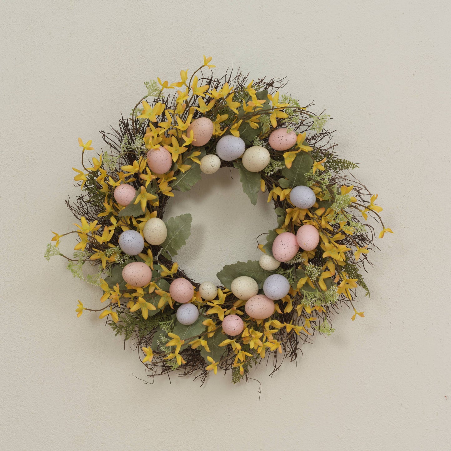 22"D Forsythia Wreath w/ Easter Eggs