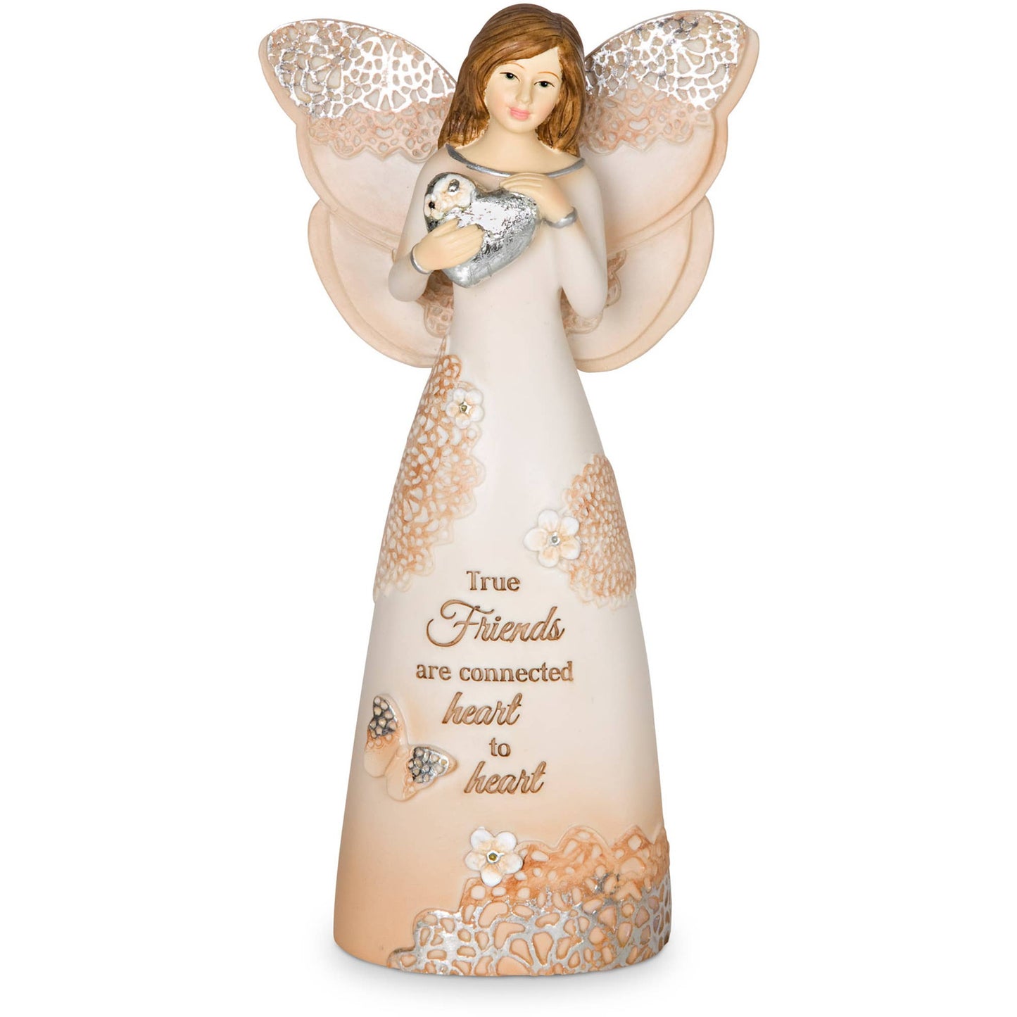True Friends - 6" Angel Holding Heart: Caucasion Angel
