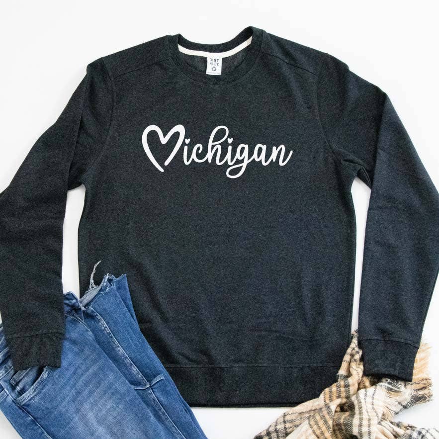 Michigan Love Sweatshirt: Charcoal Heather / L