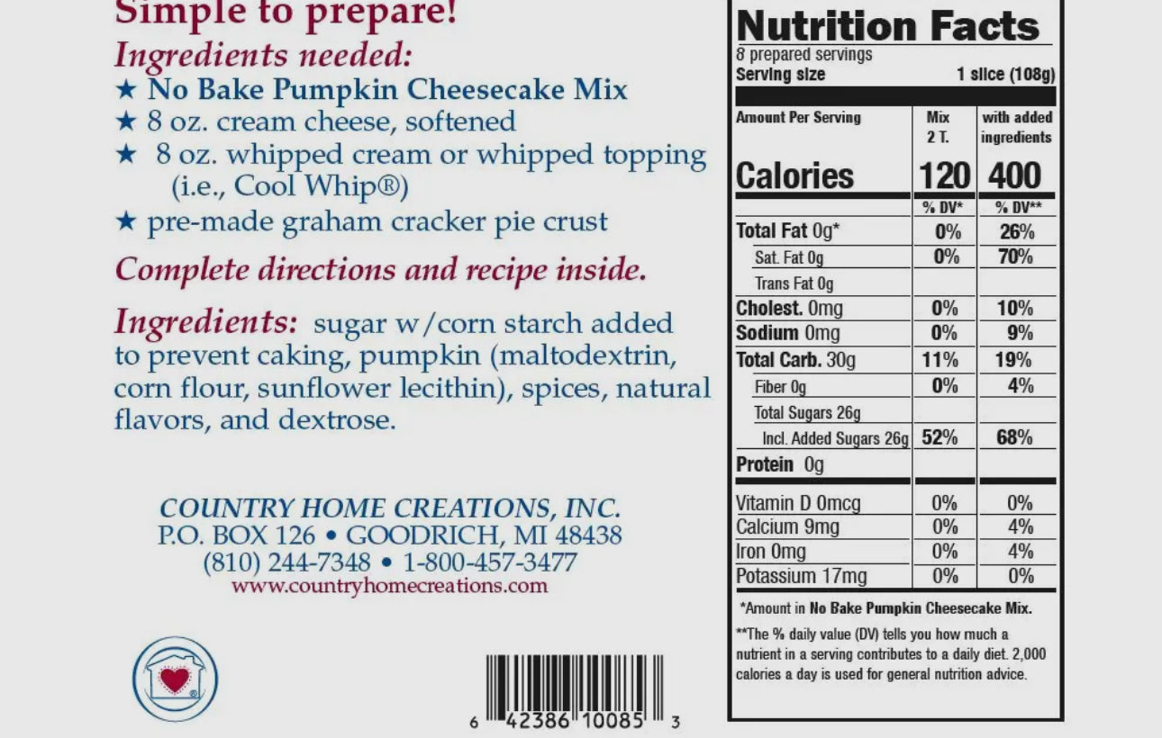 No Bake Pumpkin Cheesecake Mix