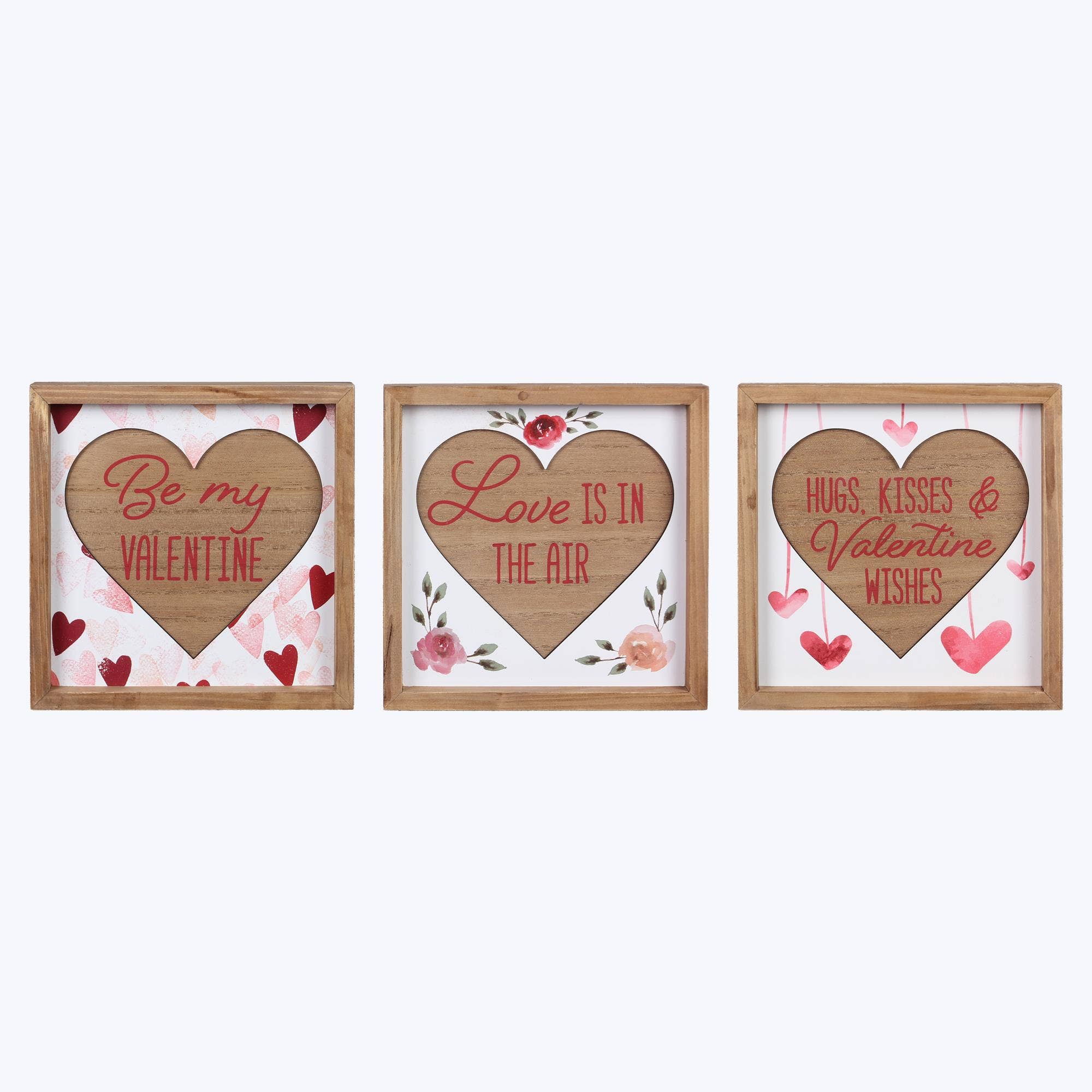 Wood Framed Valentine Wall Sign with Heart Assortment