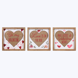 Wood Framed Valentine Wall Sign with Heart Assortment