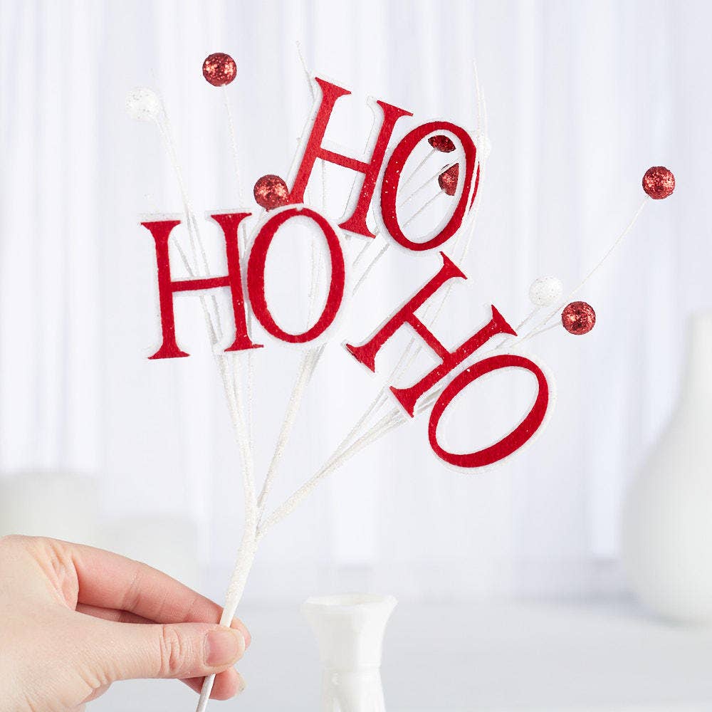 12"  Glitter Ho Ho Ho Christmas Spray