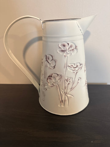 Tin Metal Floral Pitcher