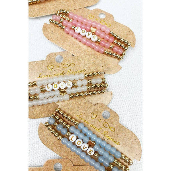 LOVE Beads Layered Soft Tone Bracelets: MIX COLOR / ONE