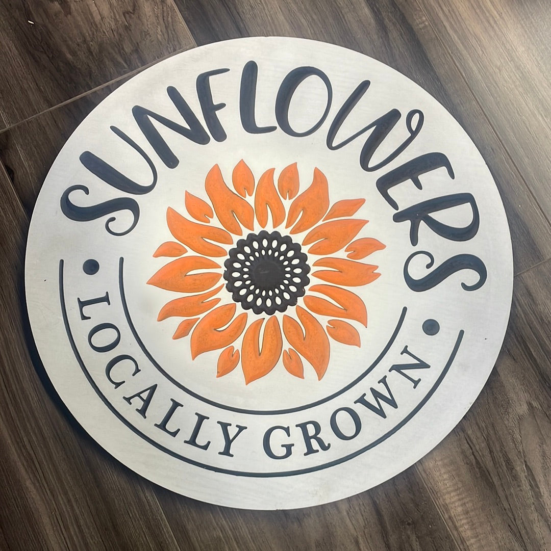 Sunflower Carved Round Sign
