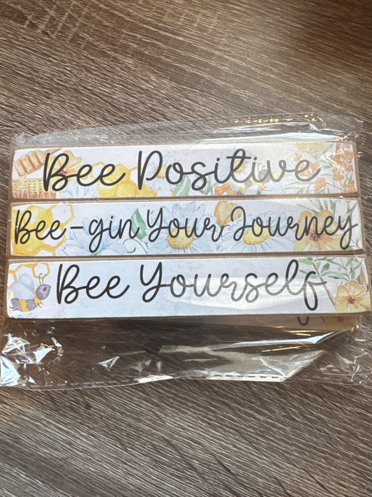 3 Layered Wood Bee Positive