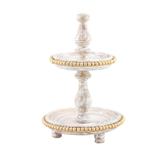 Mini 2 Tiered Beaded Round Tray