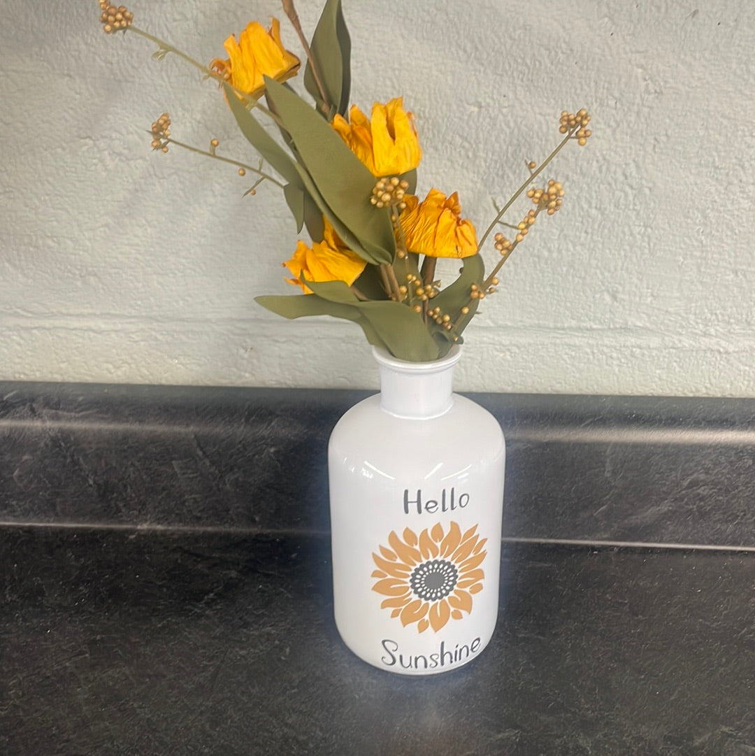 Large Hello Sunshine Jar with flower