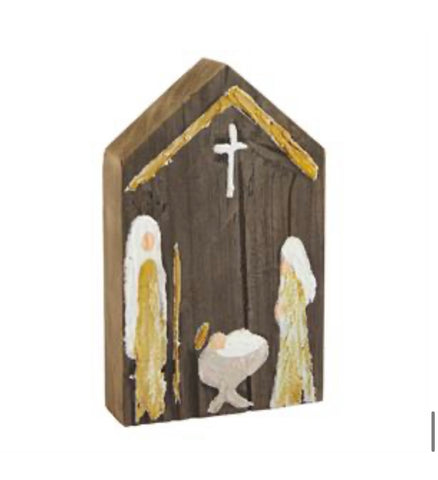 Hand Painted Nativity Wood Block