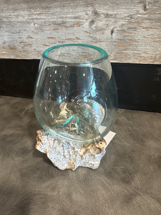 Driftwood Base with Glass Short Vase