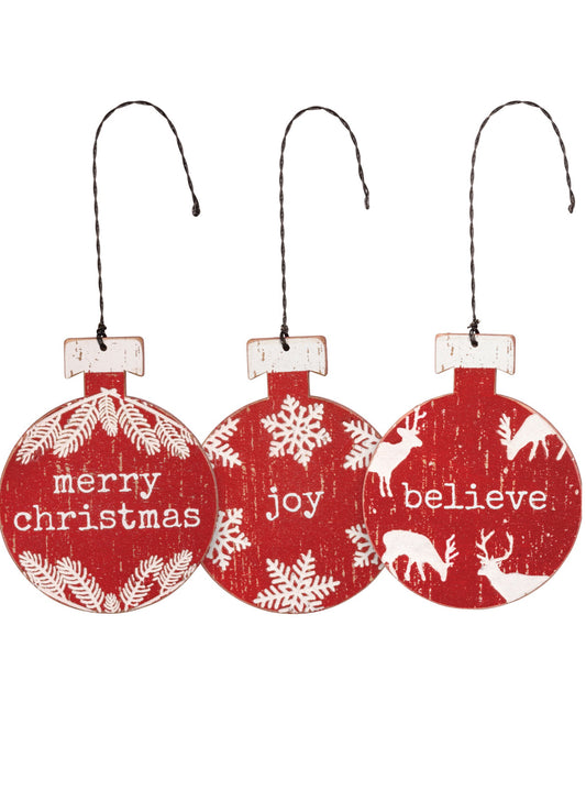 Joy Believe Merry Christmas Ornament Set