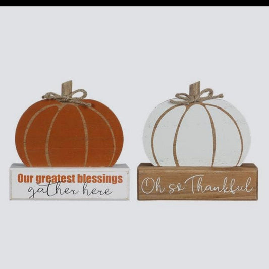 Wood Pumpkin Tabletop Sitter