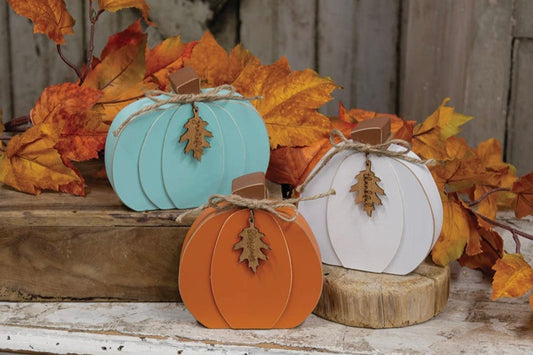 Chunky Wood Pumpkin w/ Fall Word