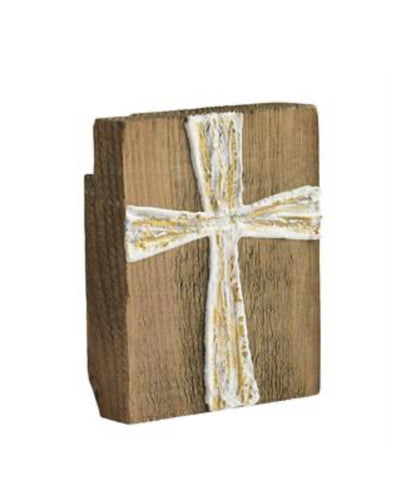 Hand Painted Cross Wood Block