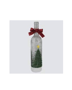 Hand Painted Glass Wine Bottle w/ Trees (Large)