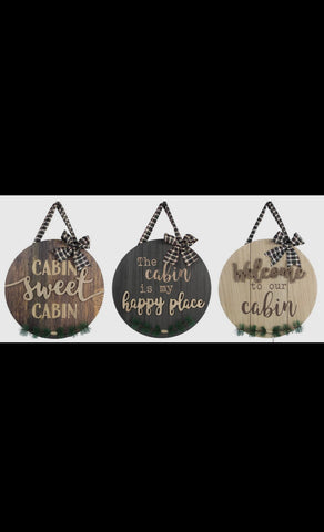 Round Cabin Hanging Signs (3 Assorted)