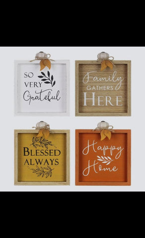 Fall Wood Box Sign (4 Assorted)