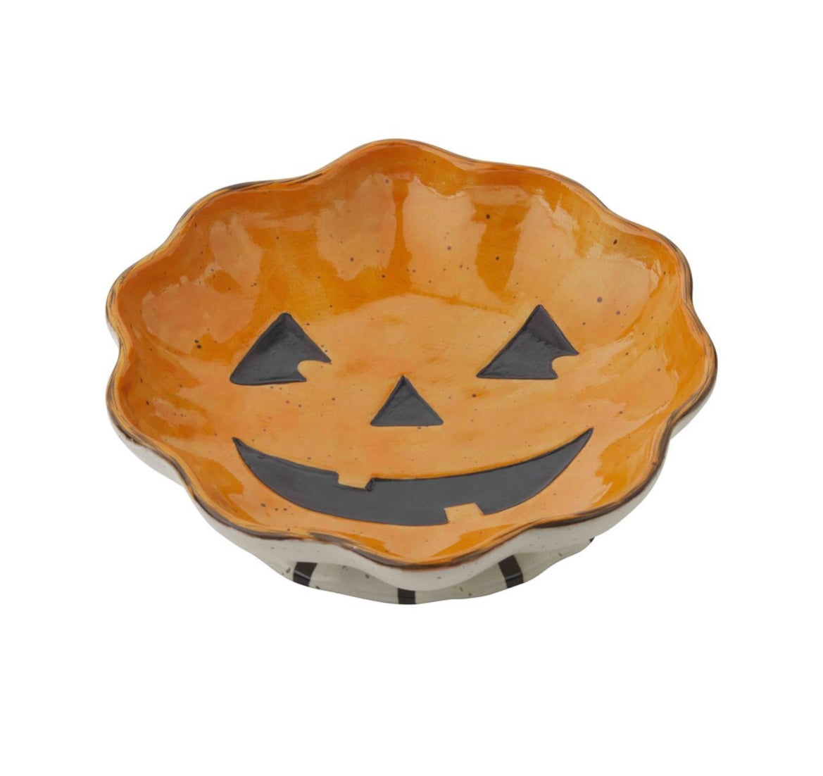 Pumpkin Candy Bowl Hand Painted Stoneware