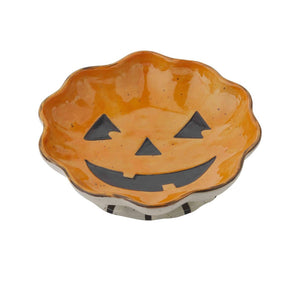 Pumpkin Candy Bowl Hand Painted Stoneware