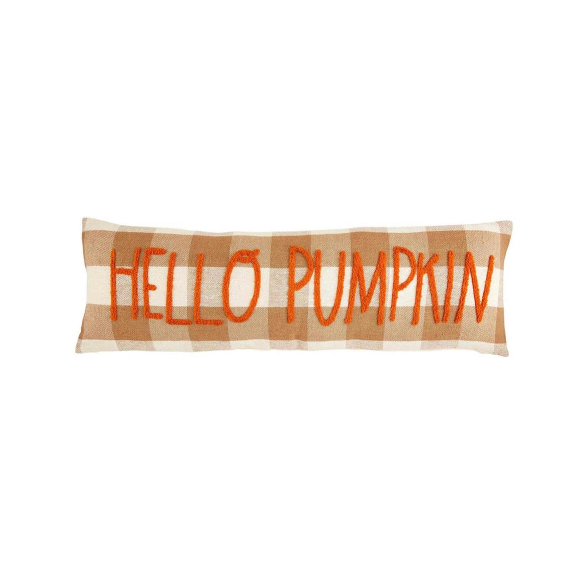 Hello Pumpkin Long Fall Plaid Pillow