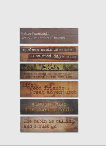 Cabin Wood Block Signs (6 Assorted)