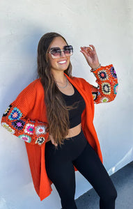 Crochet Cardigan-Orange