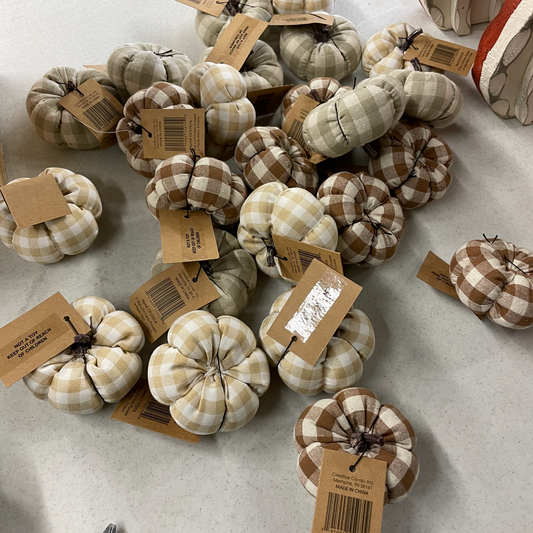 Mini Plaid Fabric Pumpkins