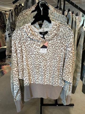 Jupee Beige Leopard Print Hoodie