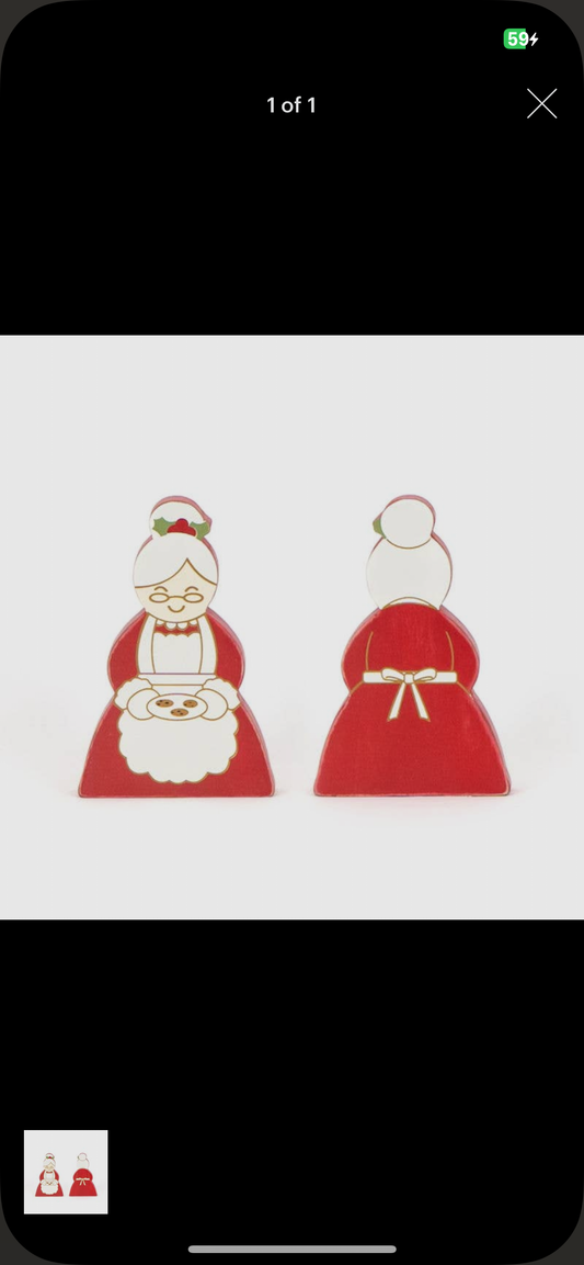 Mrs Claus Wood Shelf Sitter