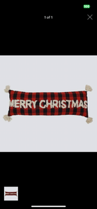 Merry Christmas Pillow Red/Black Plaid