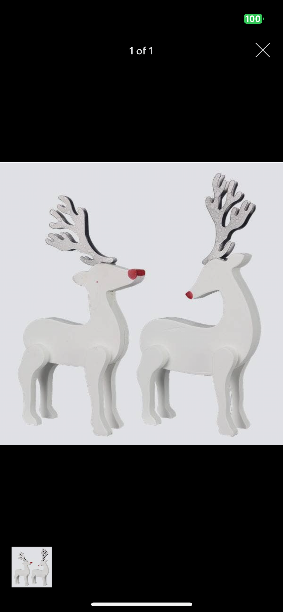 White Wood Christmas Reindeer (2 assorted)