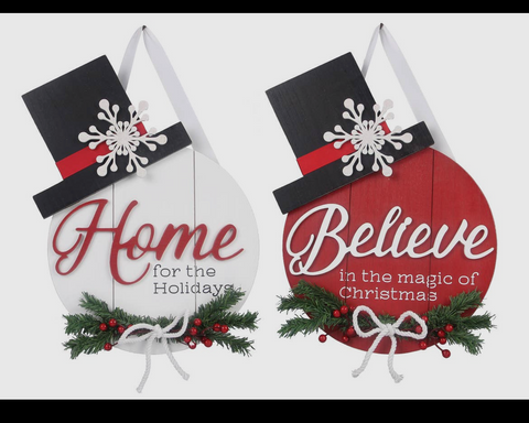 Home/Believe Christmas Door Sign or Wall Hanger (2 Assorted)