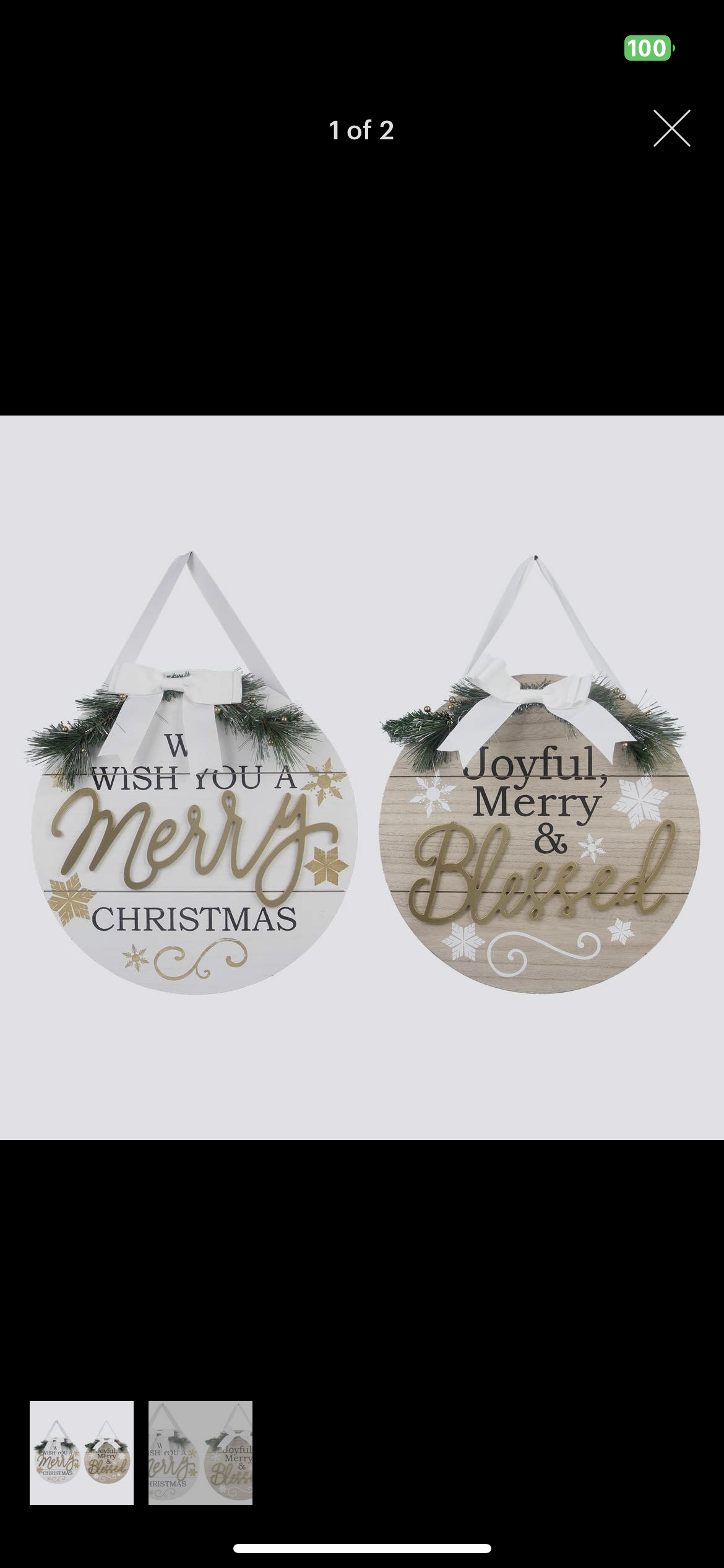 Merry/Blessed Round White & Gold Door Sign or Wall Hanger