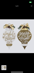 White & Gold Christmas Ornament/Bulb Sign (2 assorted)