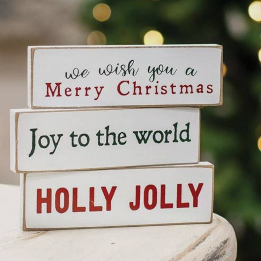 Joy to the World, Holly Jolly Mini Blocks (set of 3)