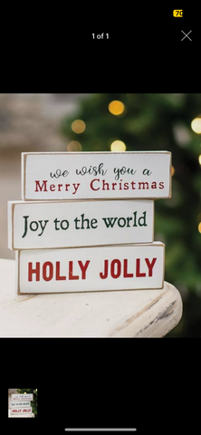 Joy to the World, Holly Jolly Mini Blocks (set of 3)