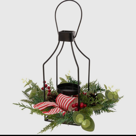 Christmas Lantern Strip Ribbon Centerpiece