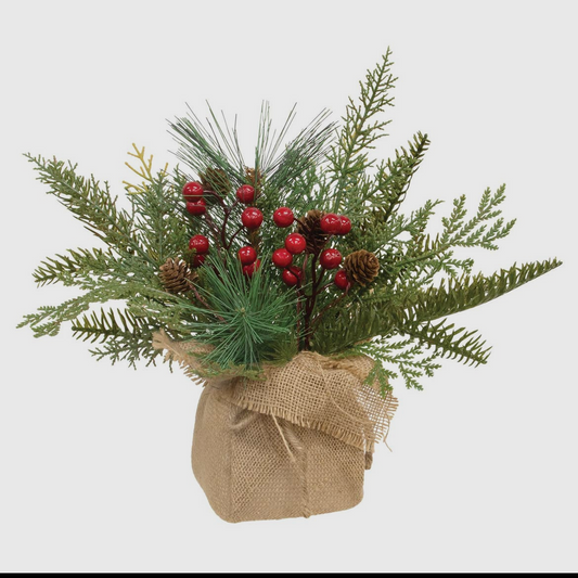 Mixed Green Christmas Arrangement Centerpiece